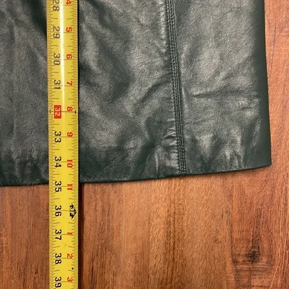 Neimann Marcus Basic Women’s Long Leather Coat, Pine Green Size XL - Picture 10 of 15